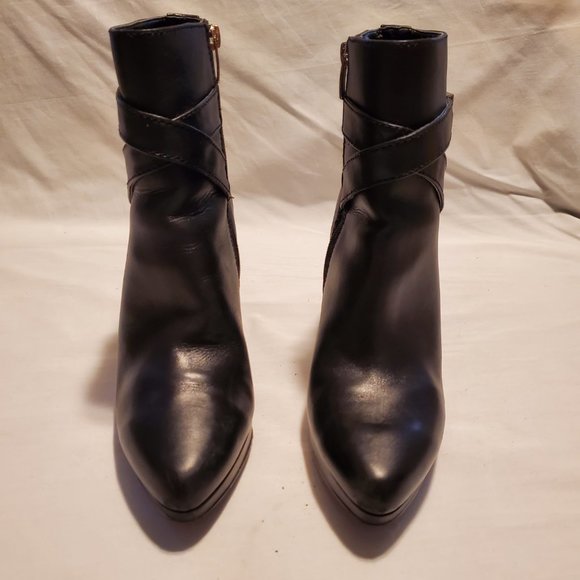 Enzo Angiolini Black Platform Ankle Boots with Silver Accents & Straps Size 8.5 - Picture 9 of 13